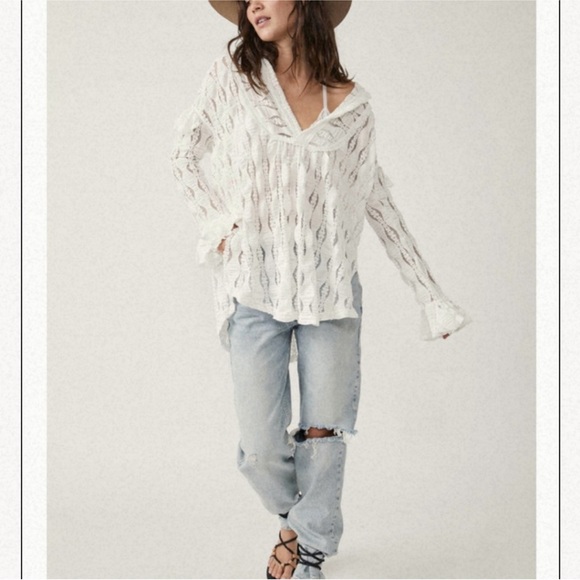 Free People Candy Shop Tunic Brown Lace Blouse Small - Picture 13 of 15